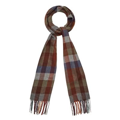 Multi-coloured checked scarf